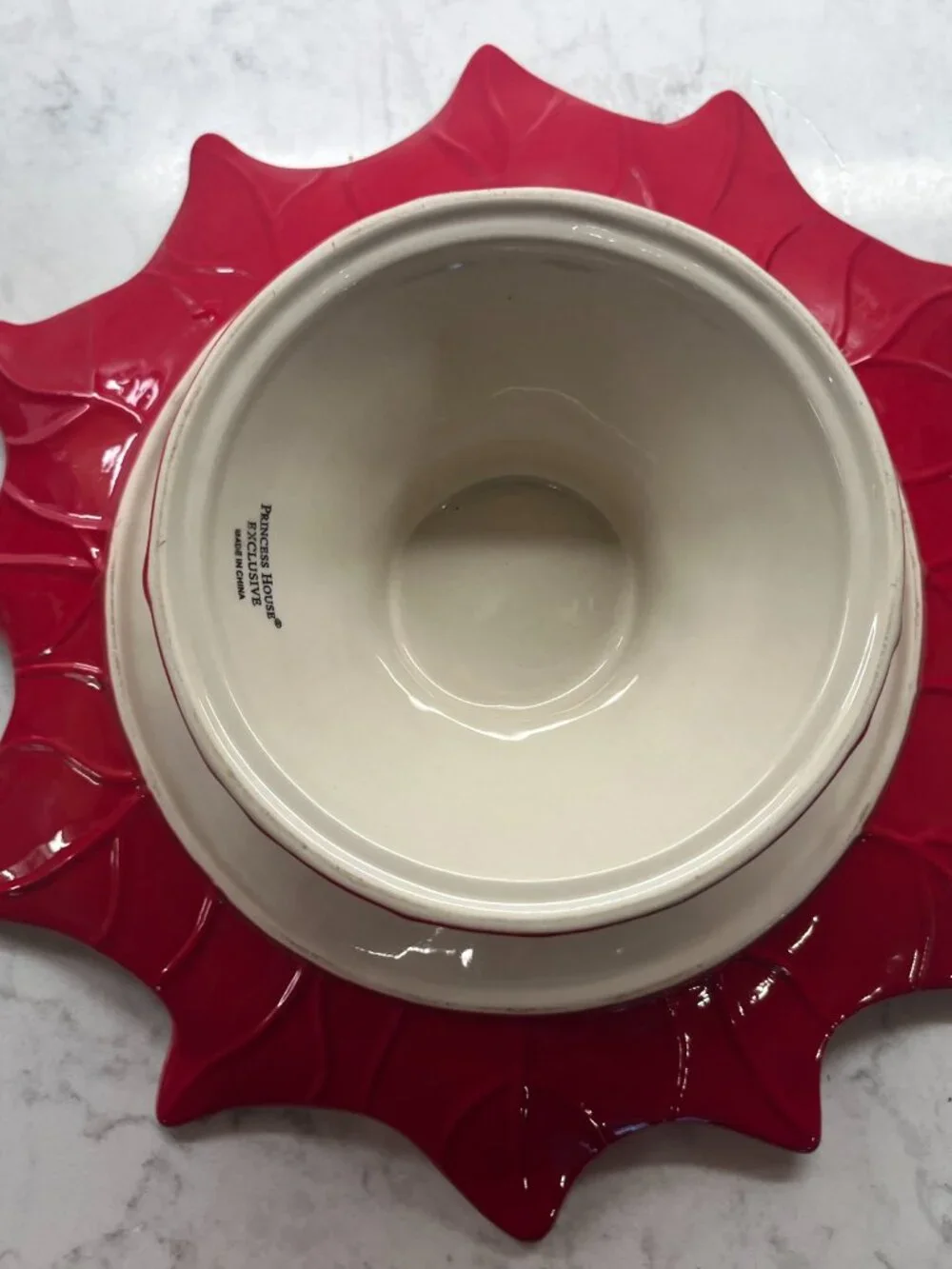Princess House Red Poinsettia Pedestal Plate